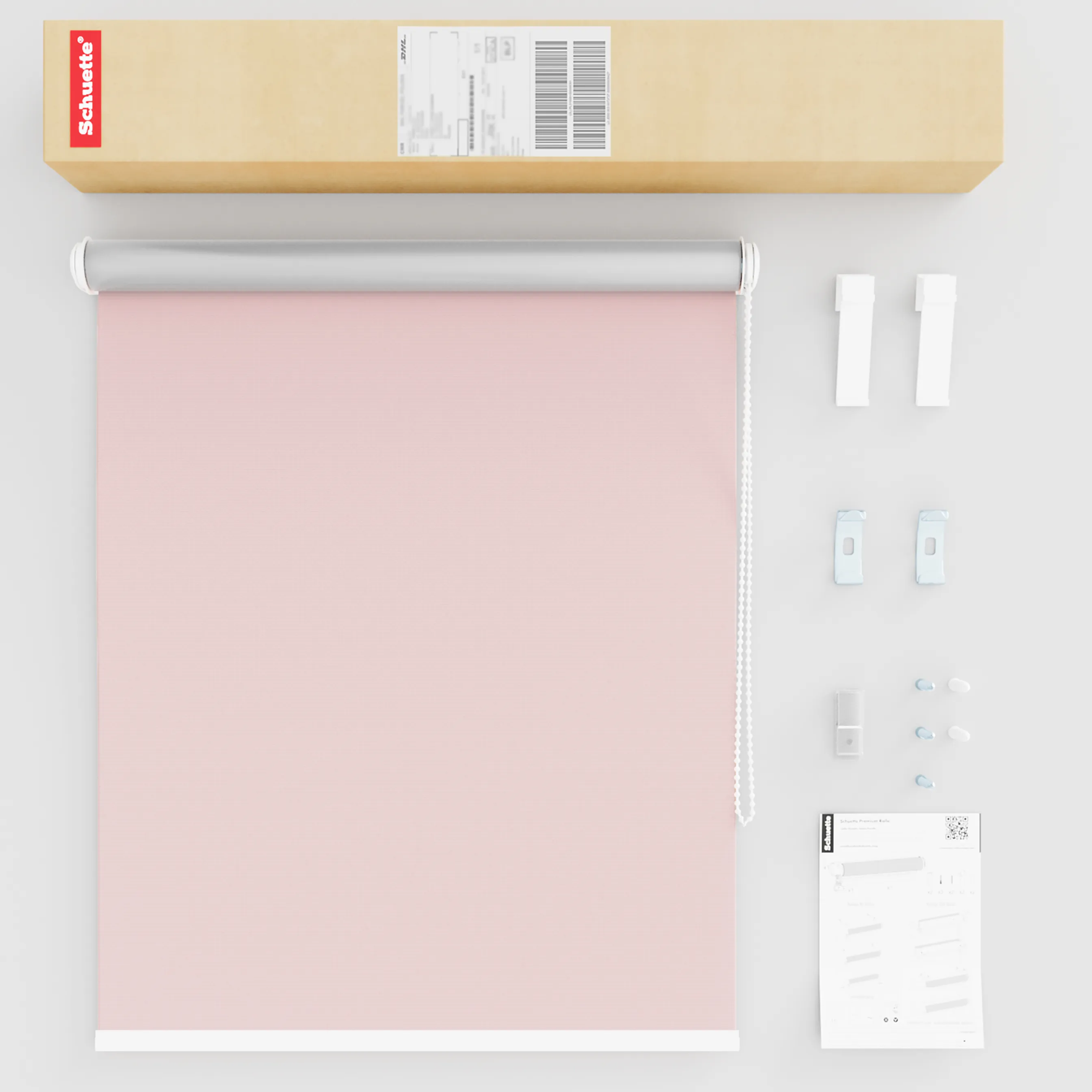 Schuette® Verdunkelungsrollo ohne Bohren & mit Bohren 2in1 nach Maß ● Kollektion Thermo Blackout: Powder Blush (Rosa) ● Profilfarbe: Braun