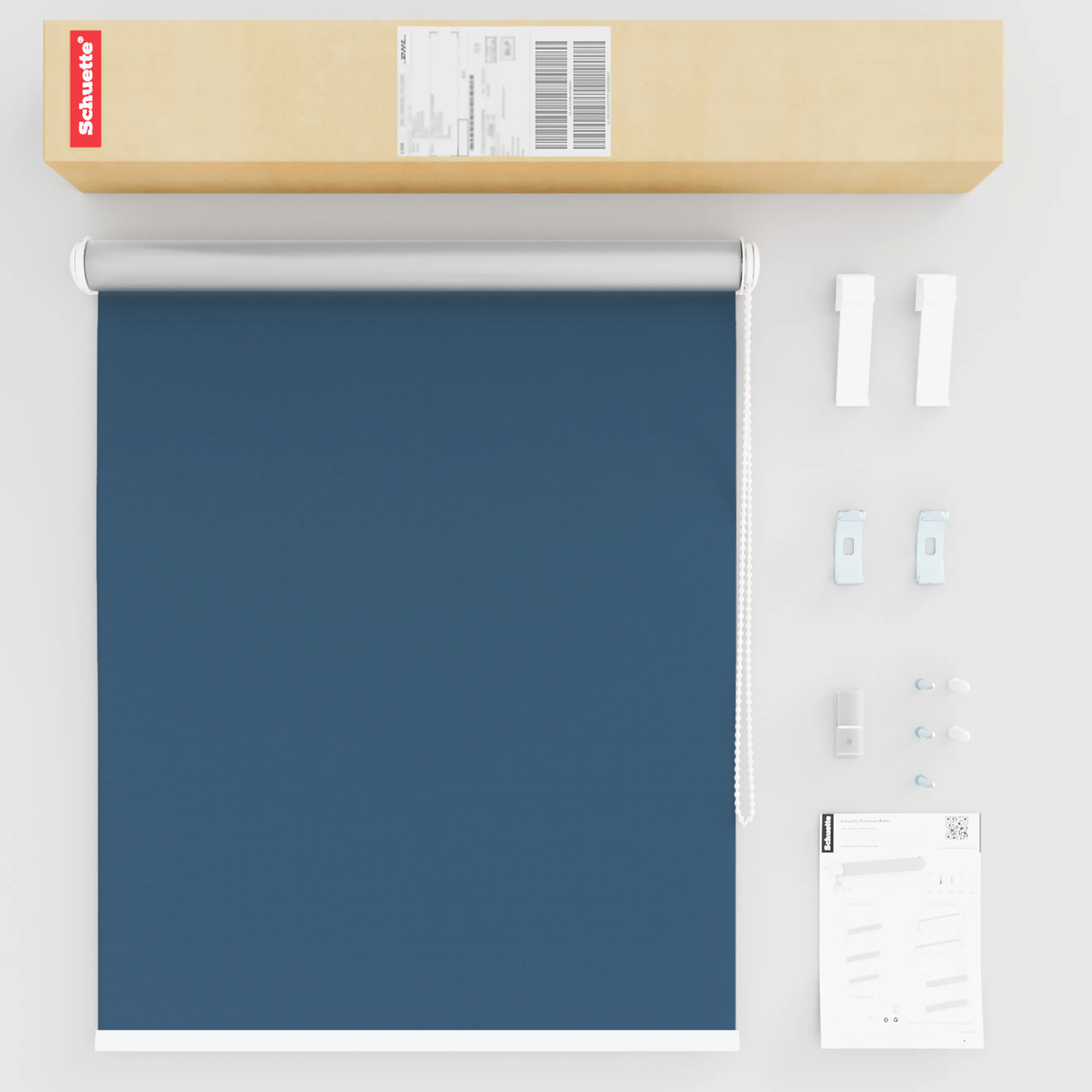 Schuette® Verdunkelungsrollo ohne Bohren & mit Bohren 2in1 nach Maß ● Kollektion Thermo Blackout: Navy Blue (Blau) ● Profilfarbe: Schwarz