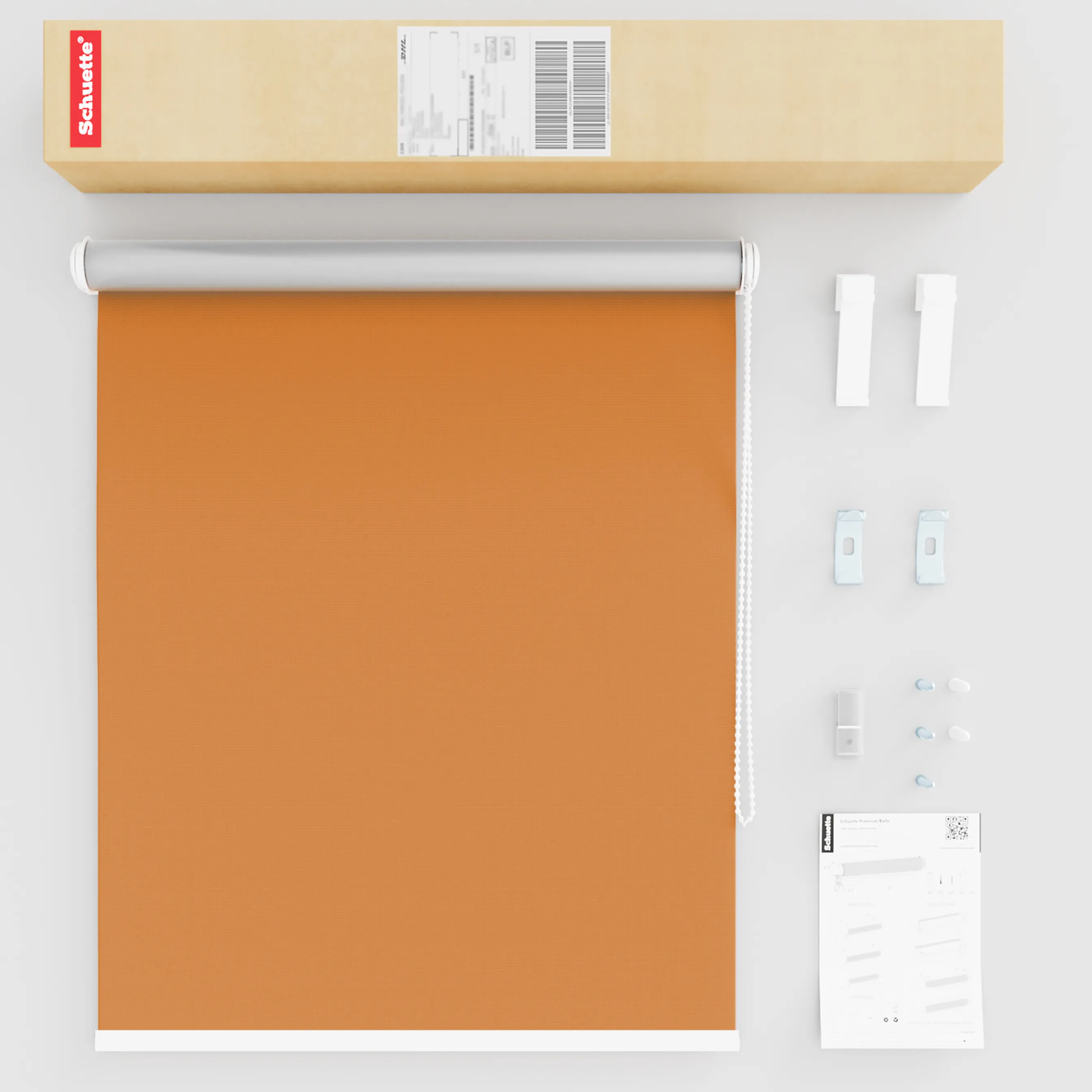 Schuette® Verdunkelungsrollo ohne Bohren & mit Bohren 2in1 nach Maß ● Kollektion Thermo Blackout: Tangerine Touch (Orange) ● Profilfarbe: Braun