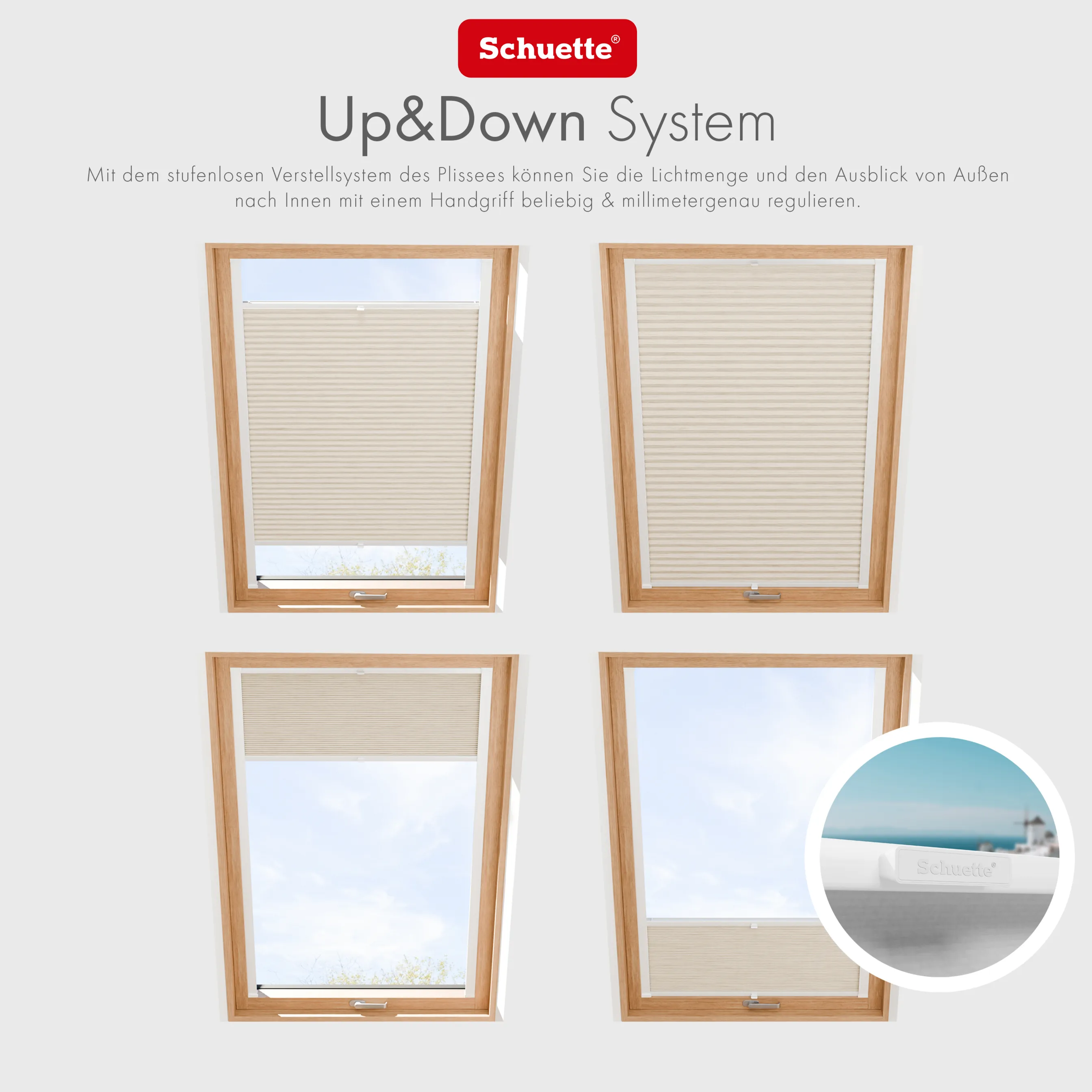 Schuette® Dachfenster Plissee nach Maß • Dolomite Kollektion: Wet Stand (Beige) • Profilfarbe: Weiß