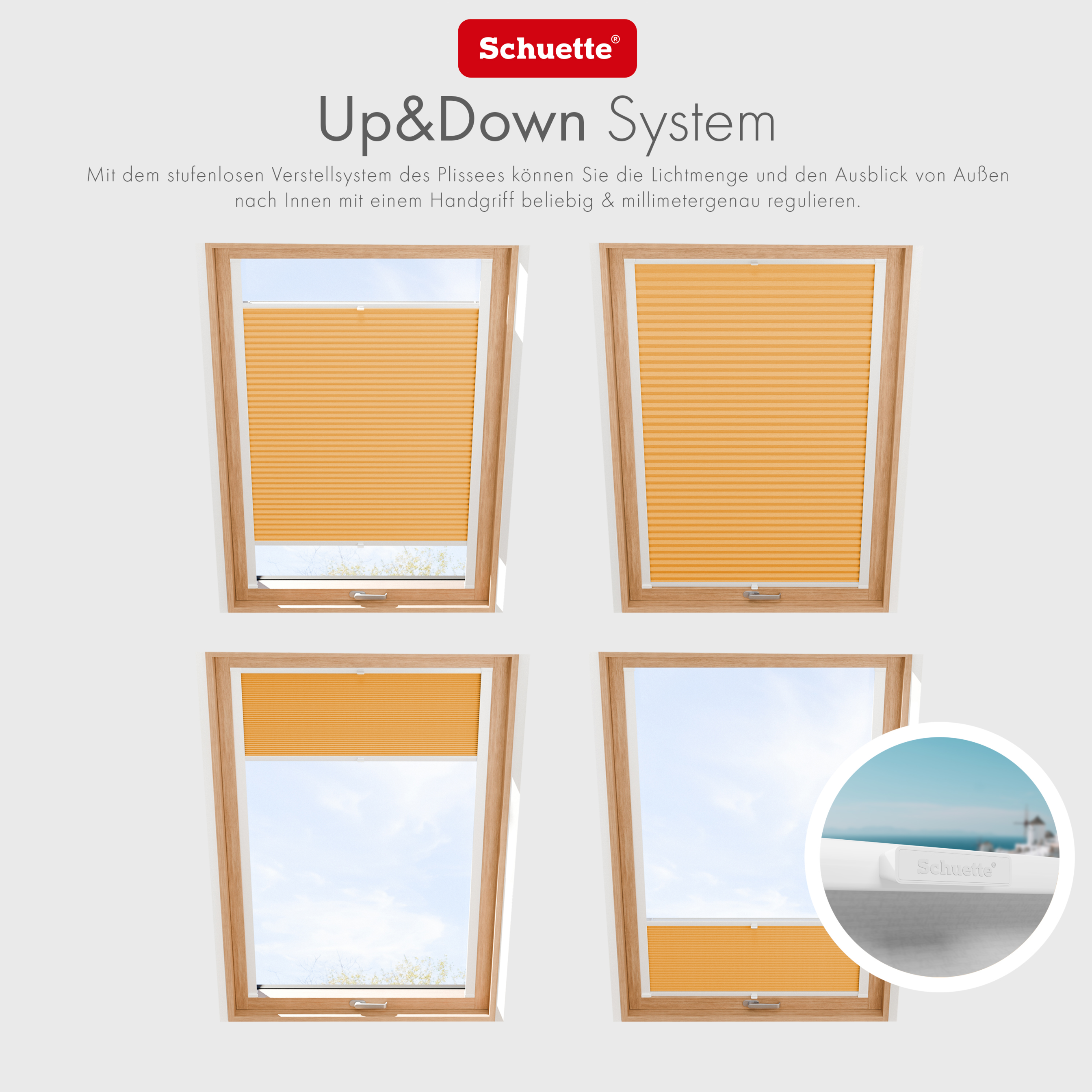 Schuette® Dachfenster Wabenplissee nach Maß • Honey Kollektion: Citrus Glow (Orange) • Profilfarbe: Weiß