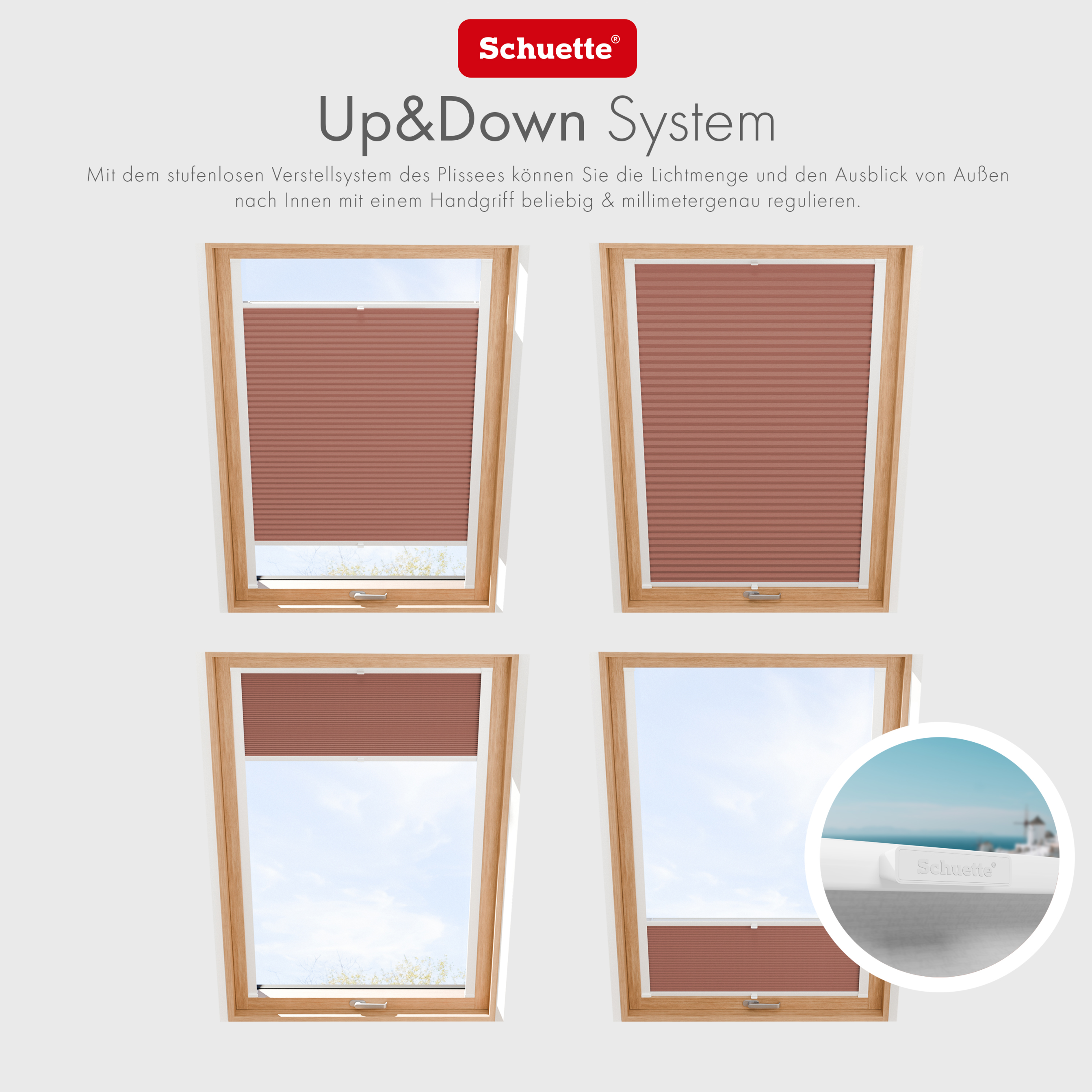 Schuette® Dachfenster Wabenplissee nach Maß • Honey Kollektion: Poppy Petal (Dunkelrot) • Profilfarbe: Weiß