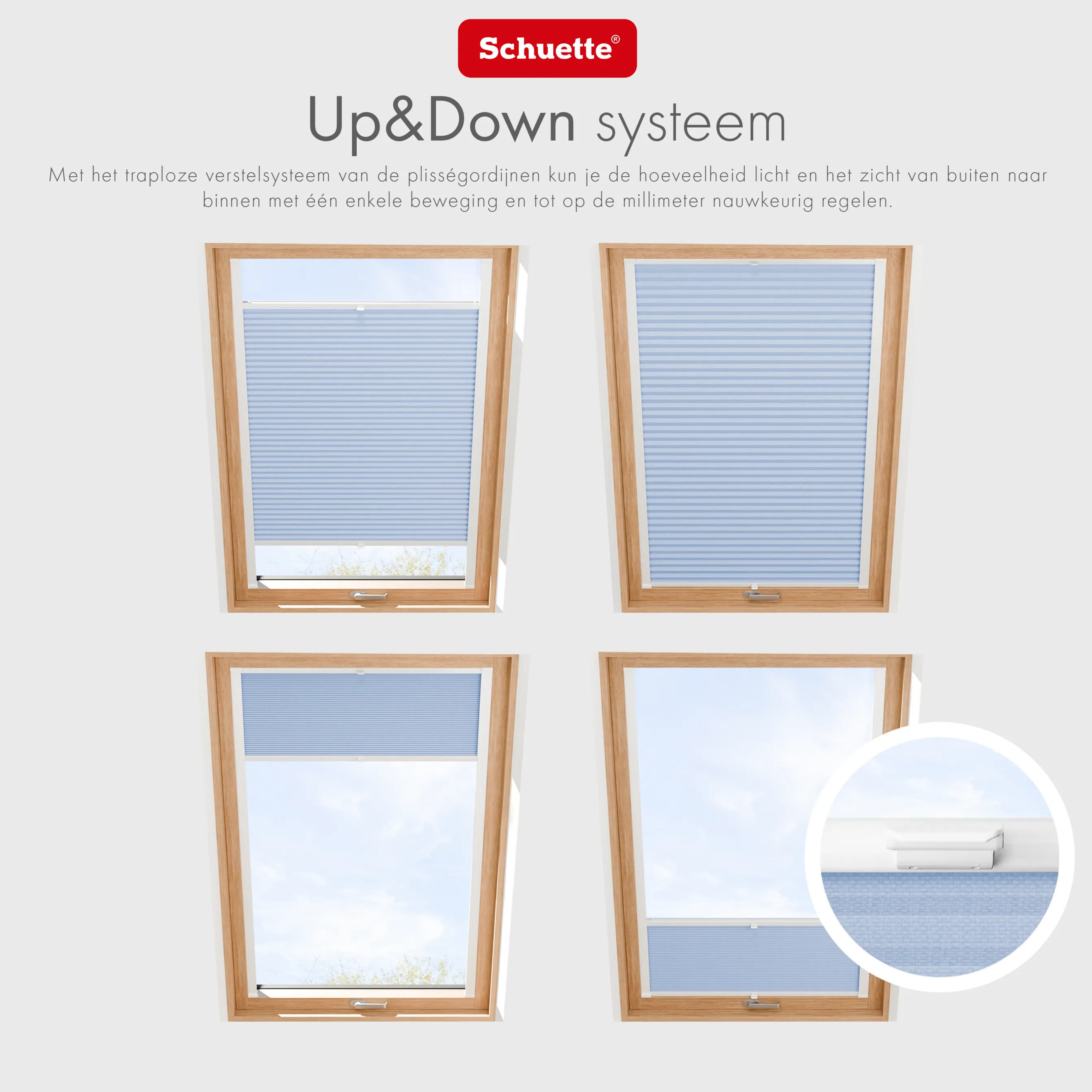 Schuette® Dachfenster Wabenplissee nach Maß • Honey Kollektion: Ocean Drive (Hellblau) • Profilfarbe: Weiß