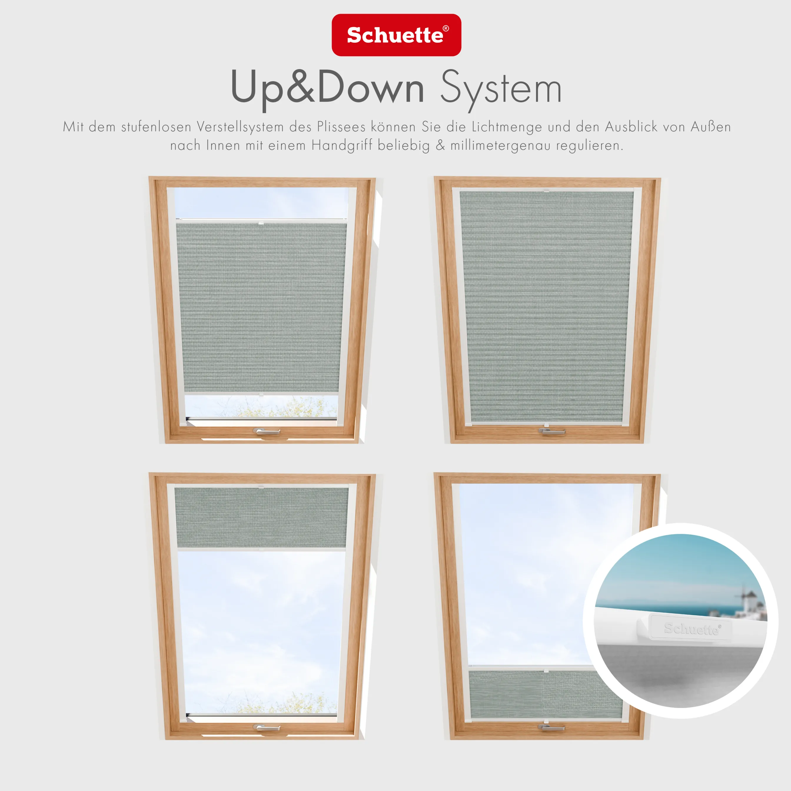 Schuette® Dachfenster Plissee nach Maß • Melange Kollektion: On The Road (Grau) • Profilfarbe: Anthrazit