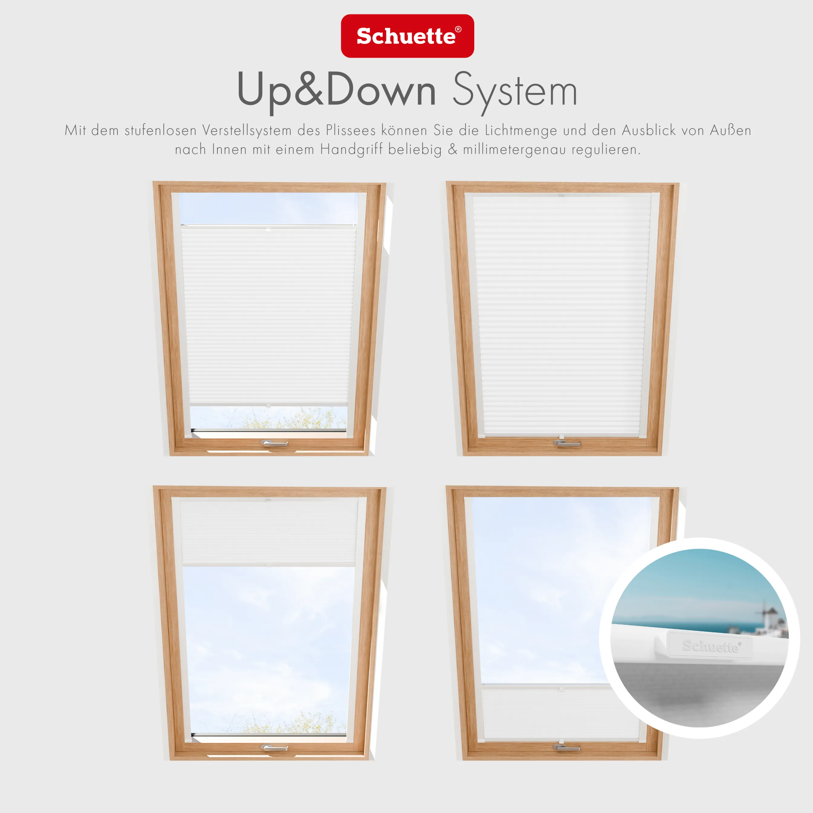 Schuette® Dachfenster Plissee nach Maß • Premium Kollektion: White Day (Weiß) • Profilfarbe: Silber