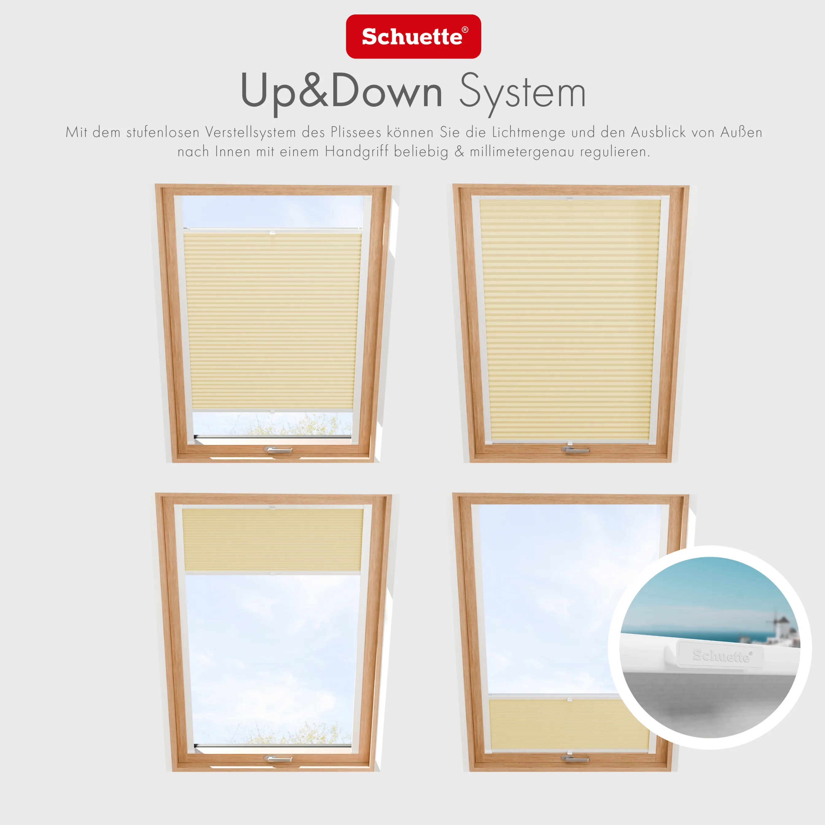 Schuette® Dachfenster Plissee nach Maß • Premium Kollektion: Sahara's Sand • Profilfarbe: Weiß