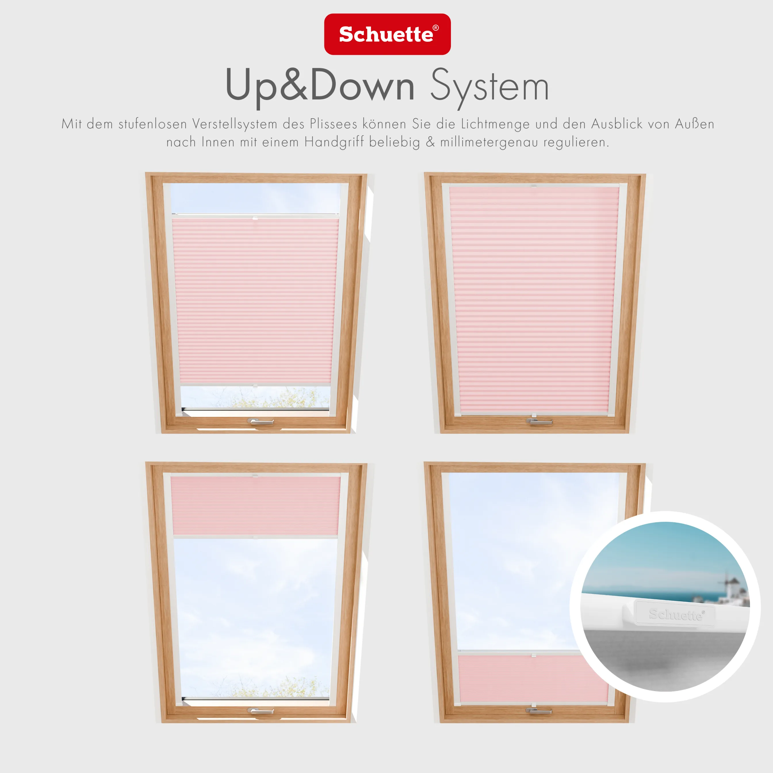 Schuette® Dachfenster Plissee nach Maß • Premium Kollektion: Powdered Rose (Rosa) • Profilfarbe: Silber