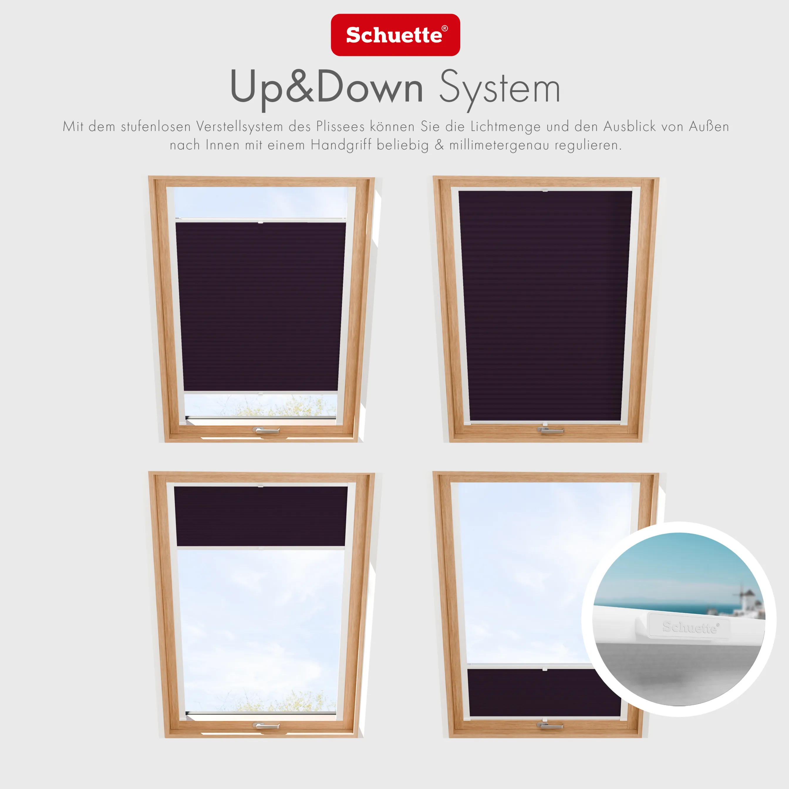 Schuette® Dachfenster Plissee nach Maß • Premium Kollektion: Midnight Muse (Violet) • Profilfarbe: Weiß