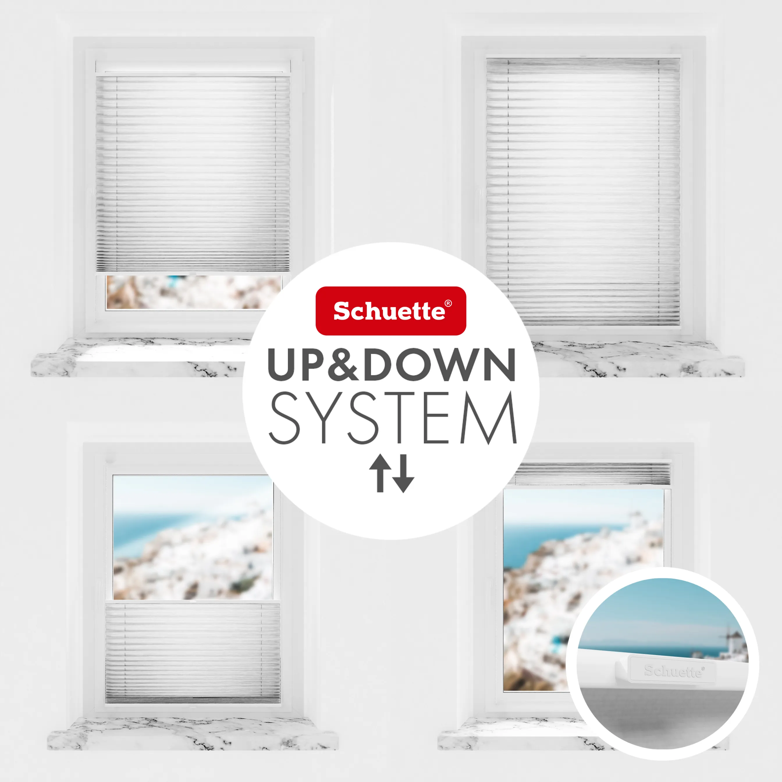 Schuette® Plissee ohne Bohren nach Maß • Suprafix Klemmhalter “Incognito X" • Dolomite Kollektion: Storm Gray (Grau) • Profilfarbe: Anthrazit