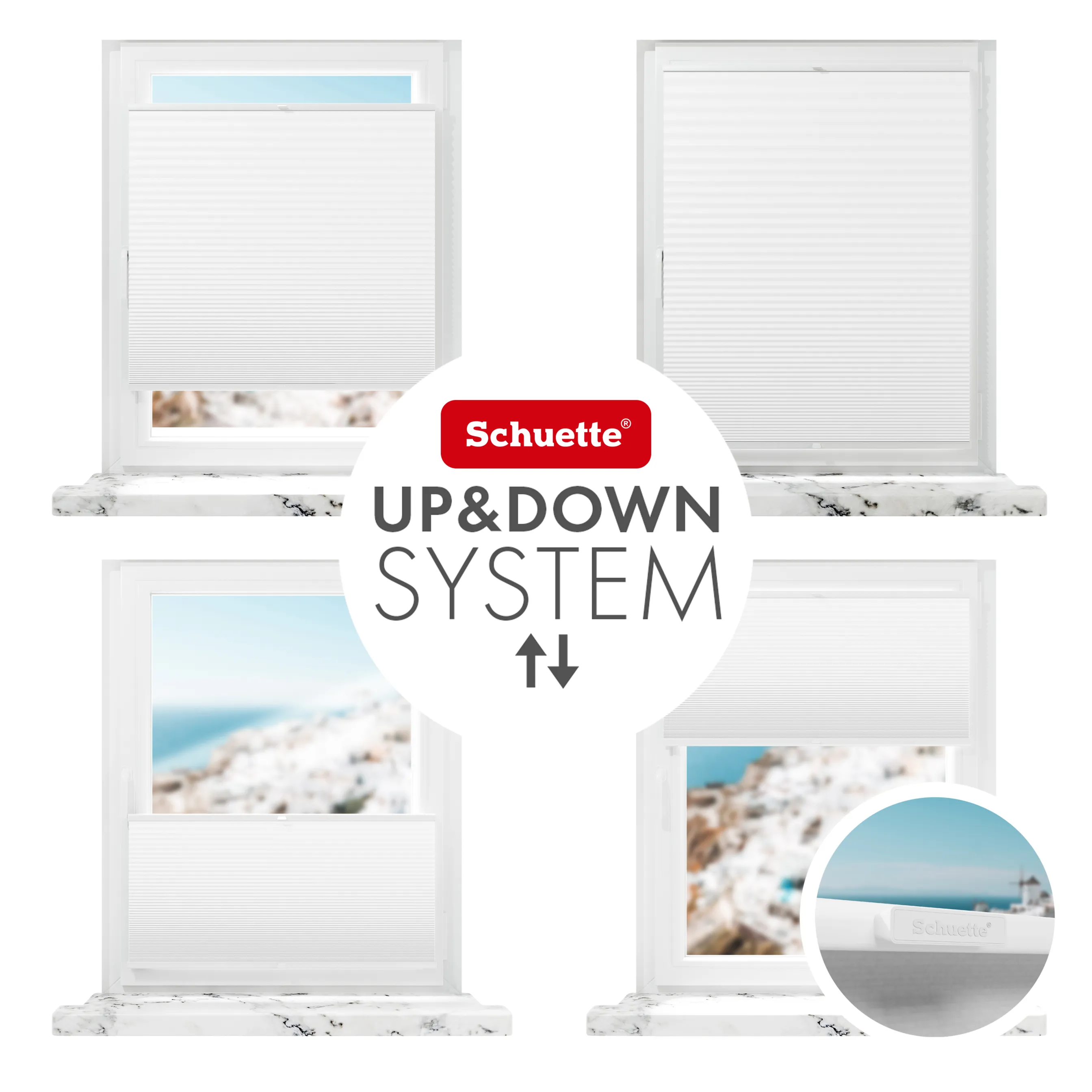 Schuette® Wabenplissee ohne Bohren nach Maß • Klebehalter & Schraubhalter 2in1 Set "Letsbond" • Honey Kollektion: Moonlight (Weiß) • Profilfarbe: Anthrazit