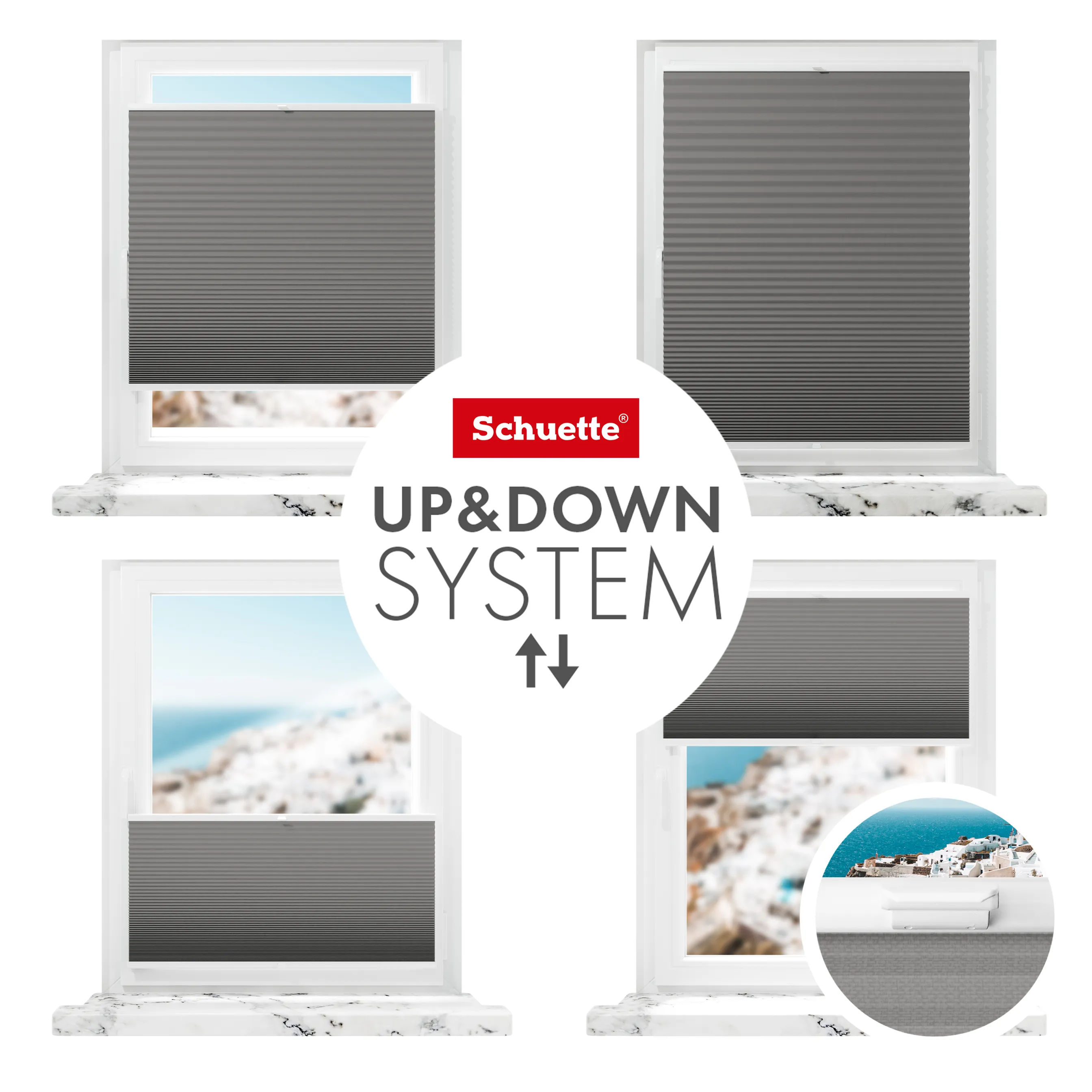 Schuette® Wabenplissee ohne Bohren nach Maß • Klebehalter & Schraubhalter 2in1 Set "Letsbond" Transparent • Honey Kollektion: Swiss Chocolate (Taupe) • Profilfarbe: Walnuss