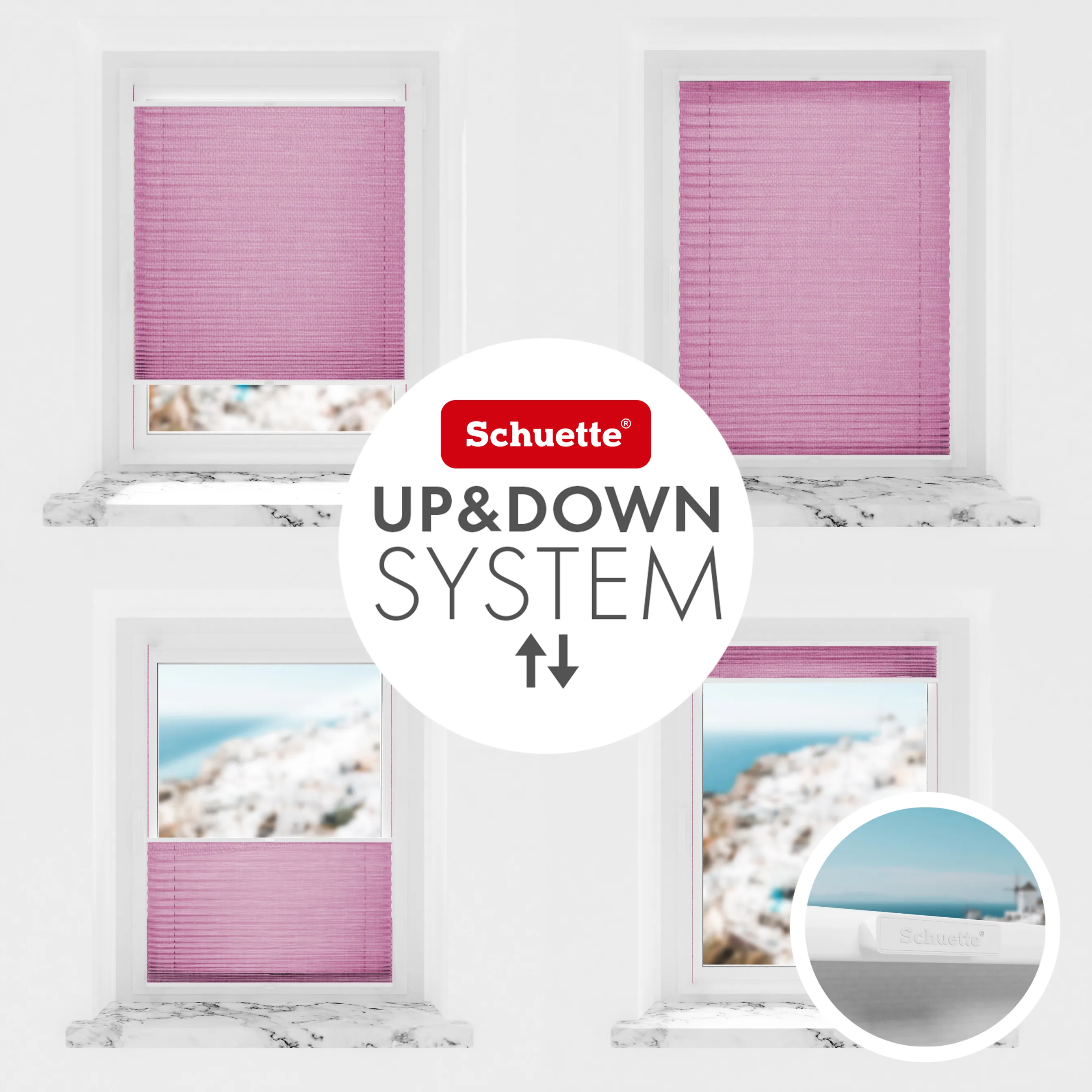 Schuette® Plissee ohne Bohren nach Maß • Suprafix Klemmhalter “Incognito X" • Melange Kollektion: Magic Pink (Rosa) • Profilfarbe: Weiß