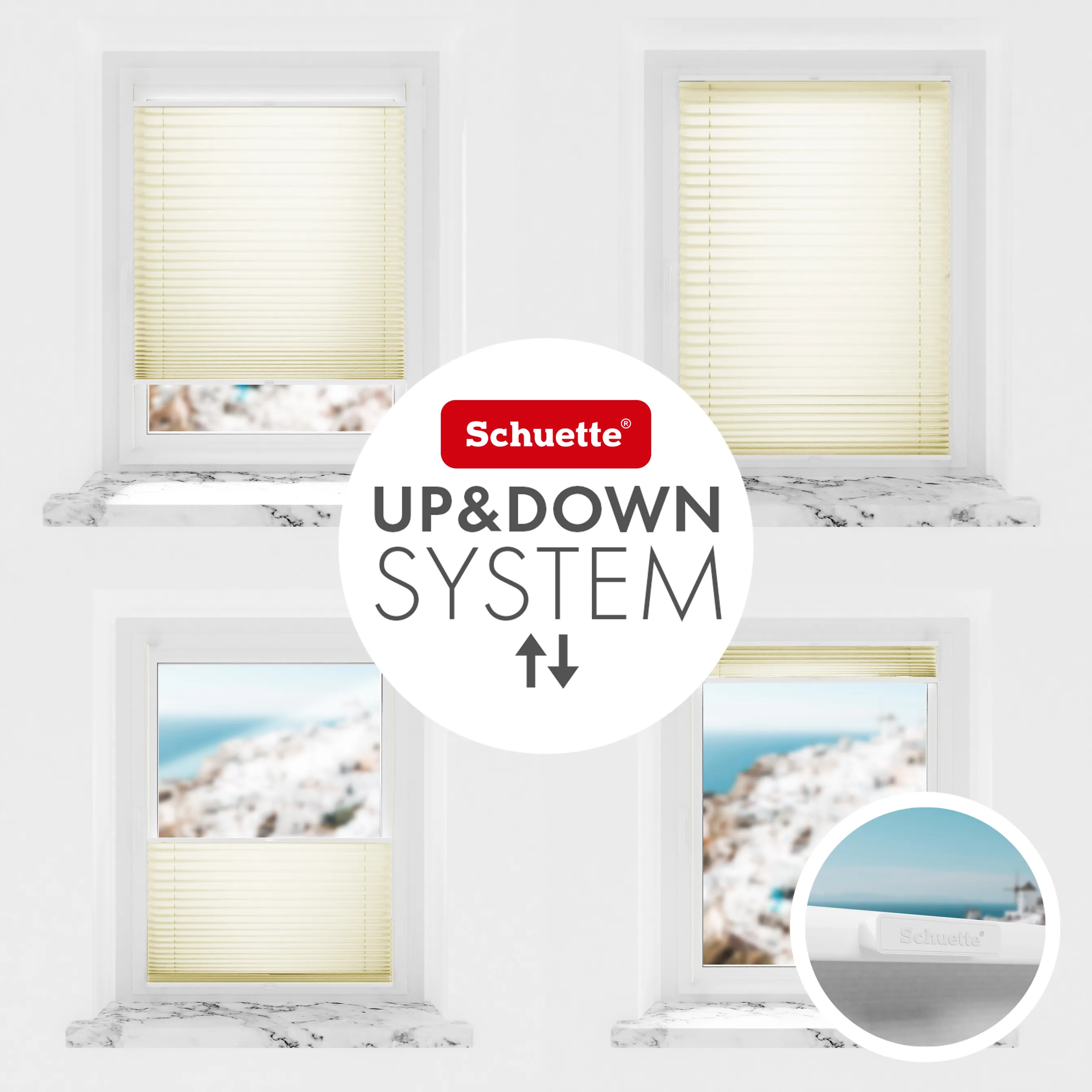 Schuette® Plissee ohne Bohren nach Maß • Suprafix Halterung “Zum Kleben” • Premium Kollektion: Vanilla Ice Cream (Creme) • Profilfarbe: Walnuss