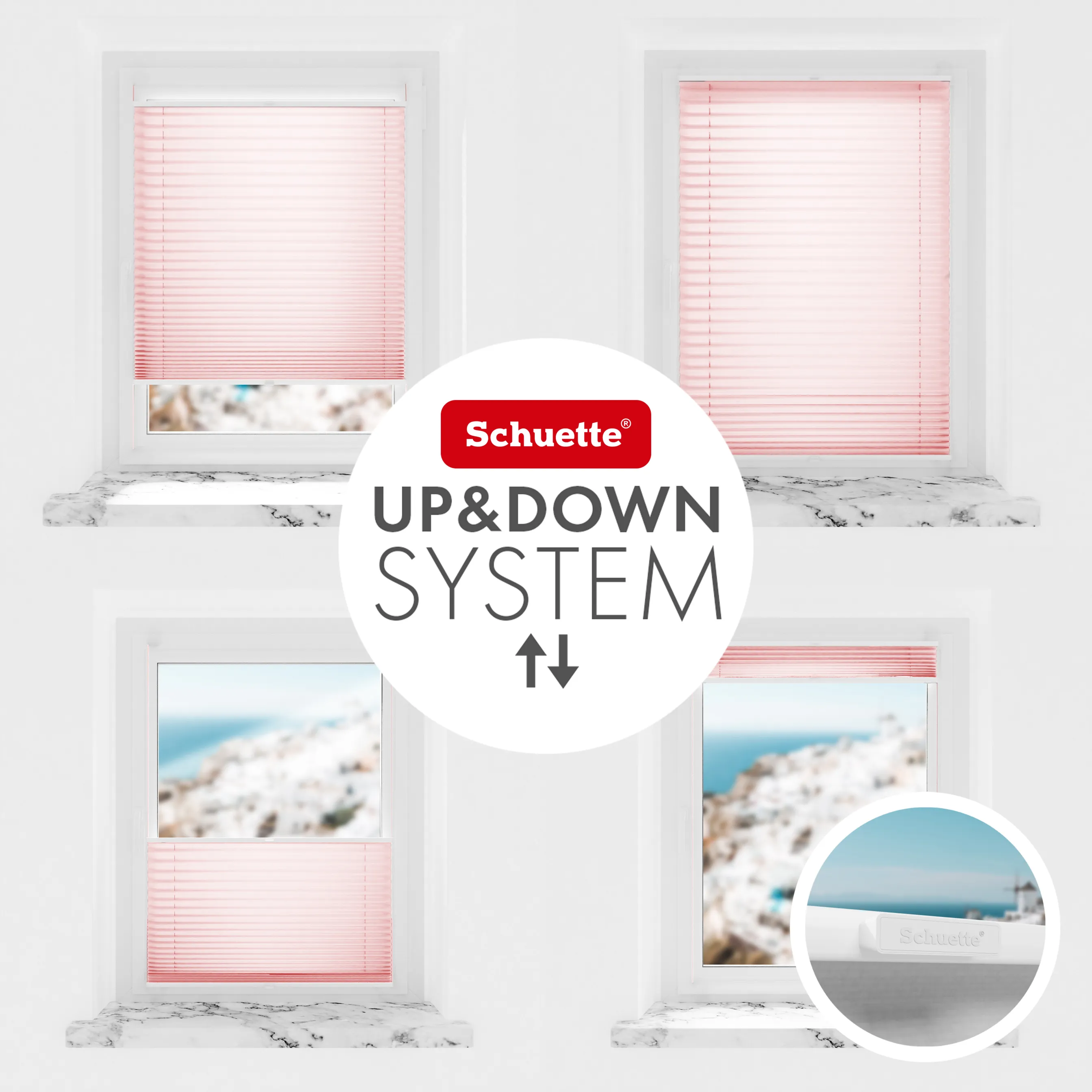 Schuette® Plissee ohne Bohren nach Maß • Suprafix Klemmhalter "X" • Premium Kollektion: Powdered Rose (Rosa) • Profilfarbe: Weiß