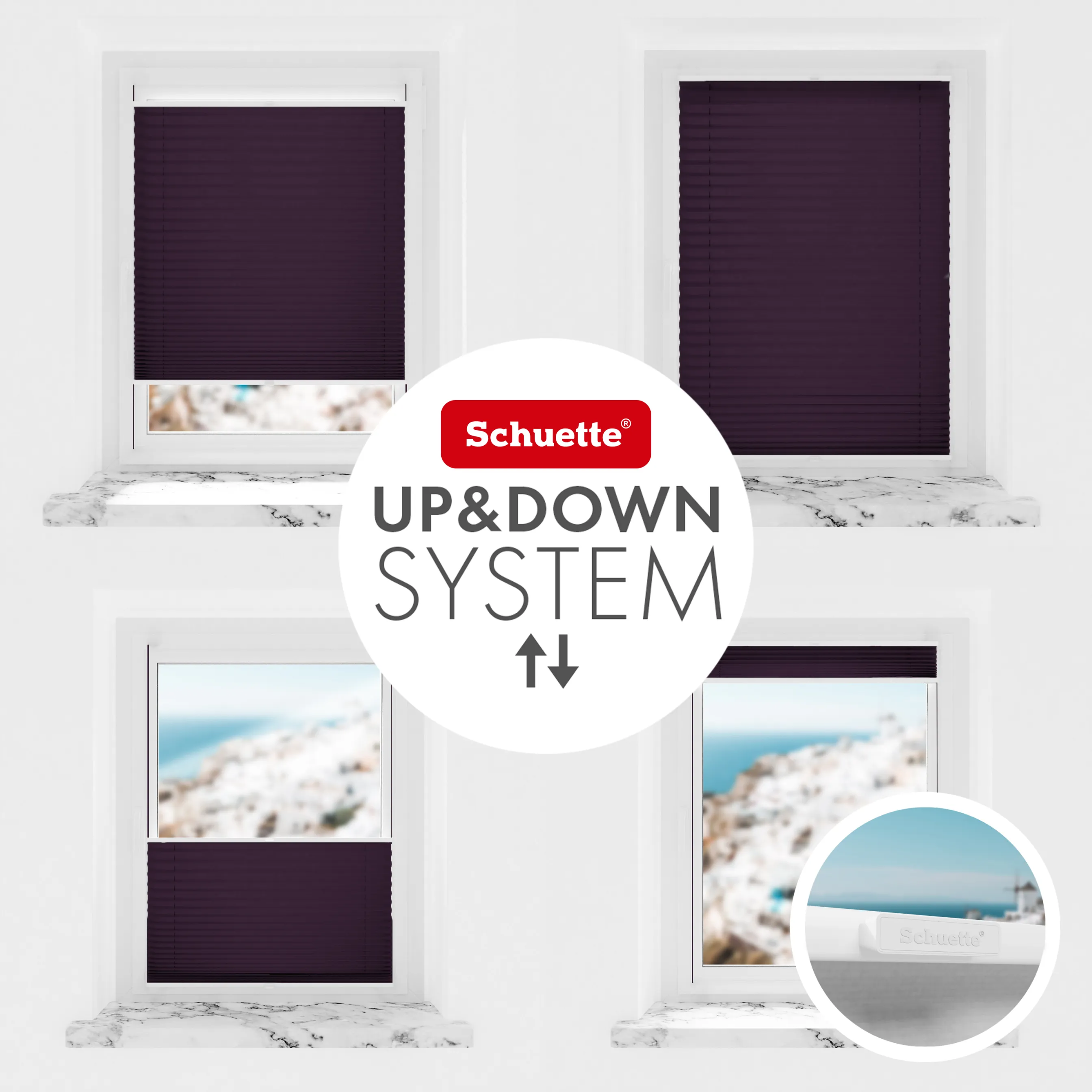 Schuette® Plissee ohne Bohren nach Maß • Suprafix Klemmhalter "X" • Premium Kollektion: Midnight Muse (Violet) • Profilfarbe: Braun