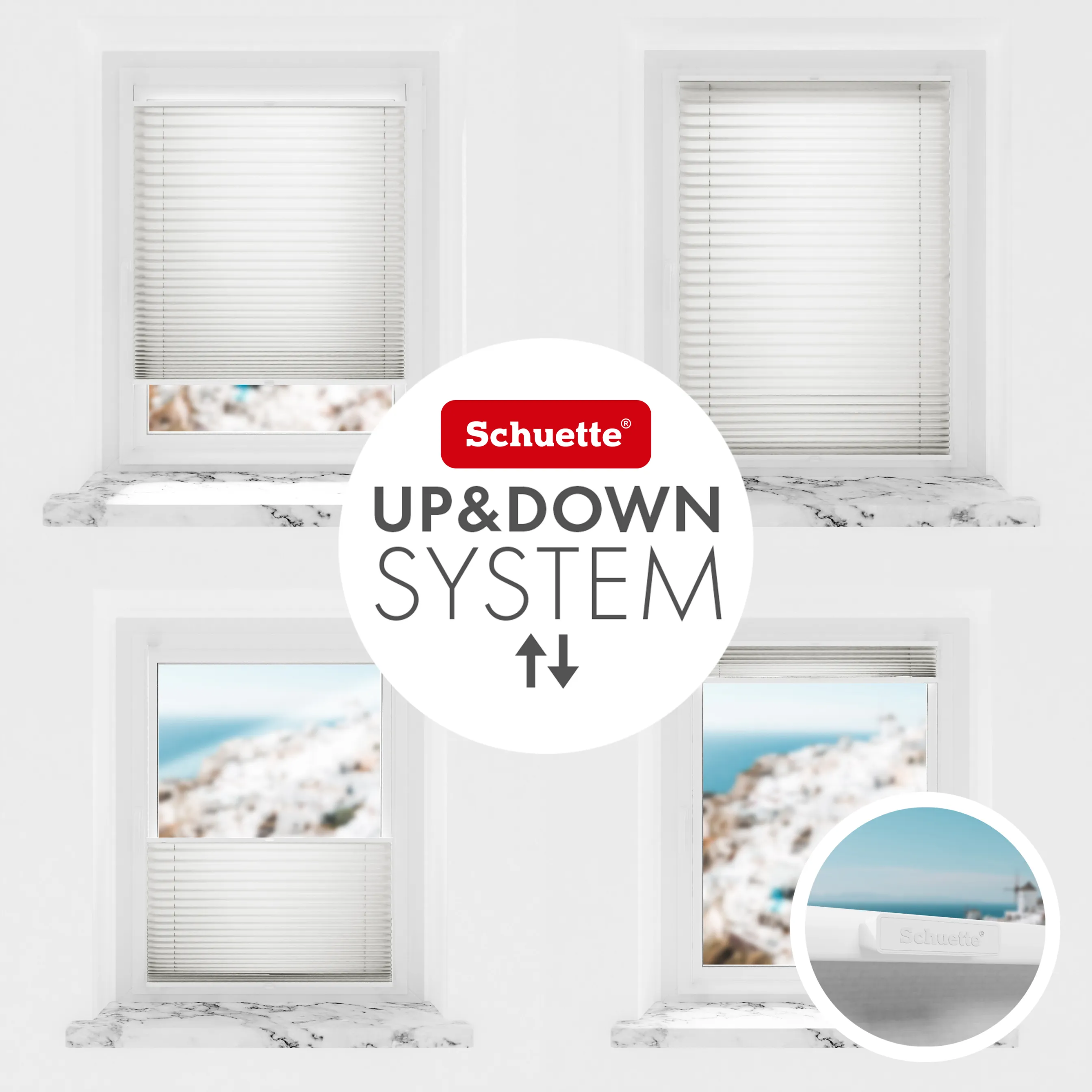 Schuette® Plissee ohne Bohren nach Maß • Suprafix Klemmhalter “Incognito X" • Thermo Kollektion: Spring Cloud (Grau) • Profilfarbe: Eiche