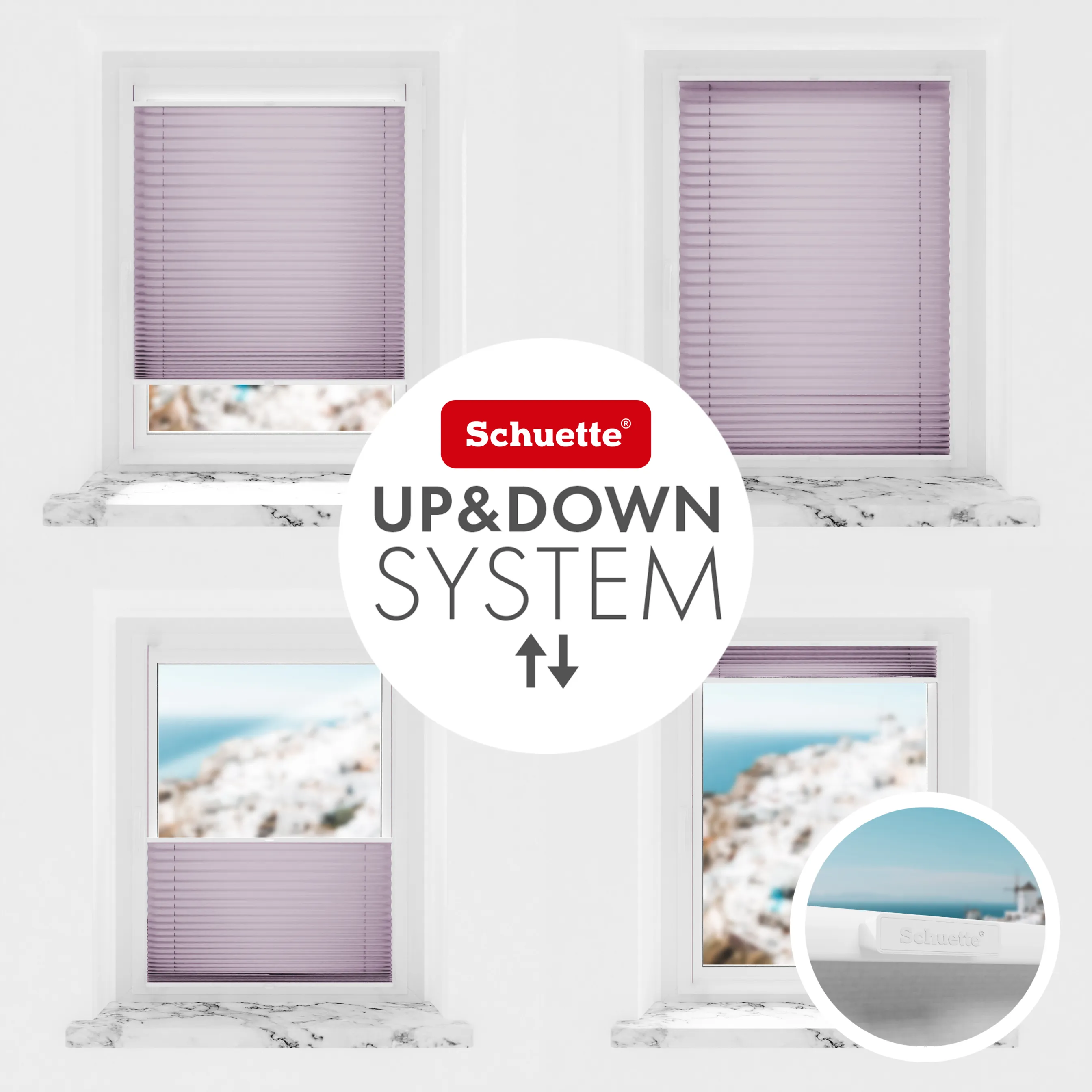Schuette® Plissee ohne Bohren nach Maß • Suprafix Klemmhalter “Incognito X" • Thermo Kollektion: Pastel Grape (lila) • Profilfarbe: Weiß