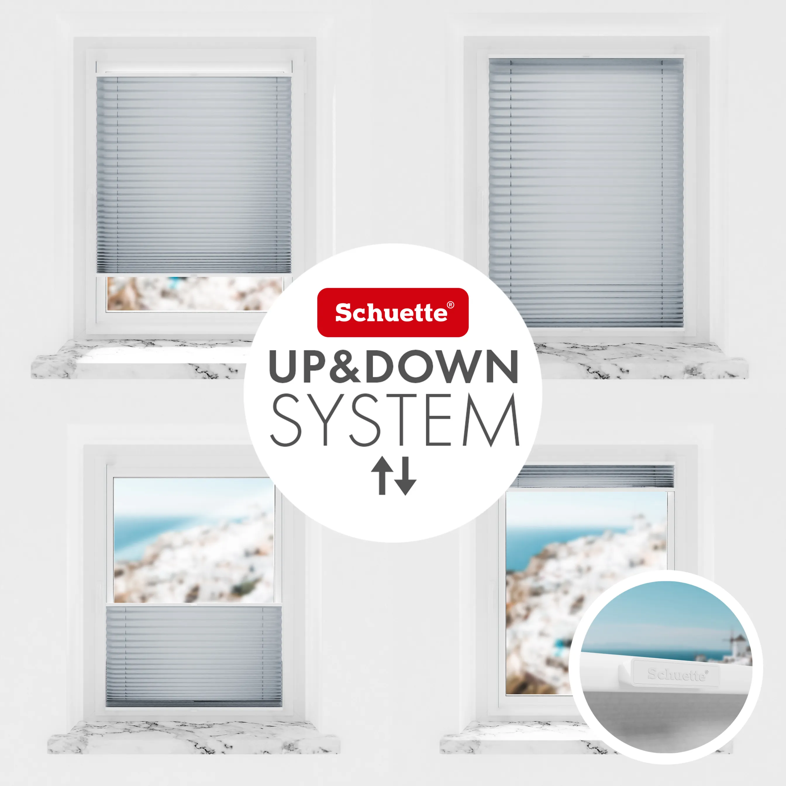 Schuette® Plissee ohne Bohren nach Maß • Suprafix Klemmhalter “Incognito X" • Thermo Kollektion: Iron Fog (Hellgrau) • Profilfarbe: Weiß