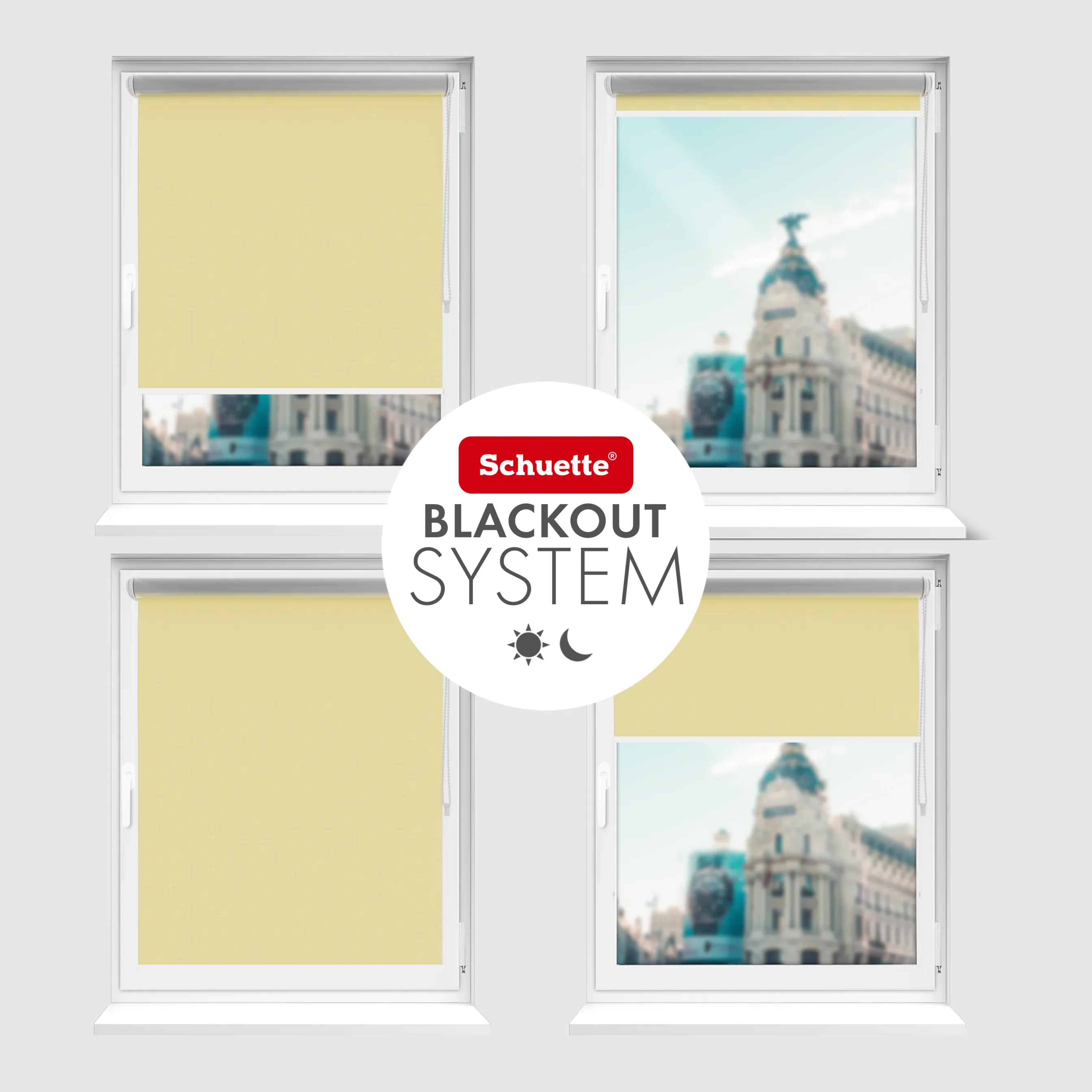 Schuette® Verdunkelungsrollo ohne Bohren & mit Bohren 2in1 nach Maß ● Kollektion Thermo Blackout: Sandy Shore (Beige) ● Profilfarbe: Grau