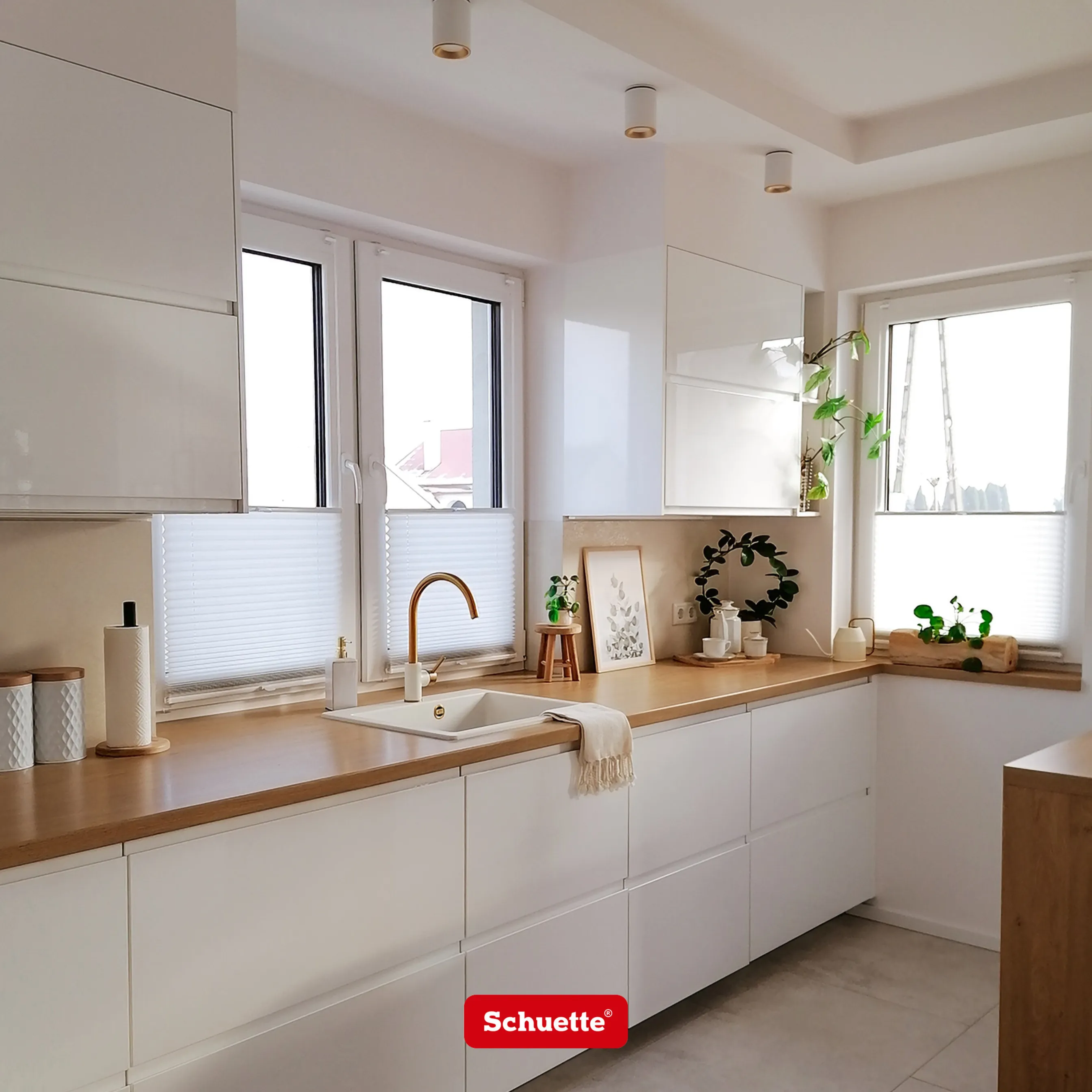 Schuette® Plissee mit Bohren nach Maß • Suprafix "Double 2in1" Schraub- & Klemmhalter • Premium Kollektion: Morning Coffee (Hellbraun) • Profilfarbe: Braun