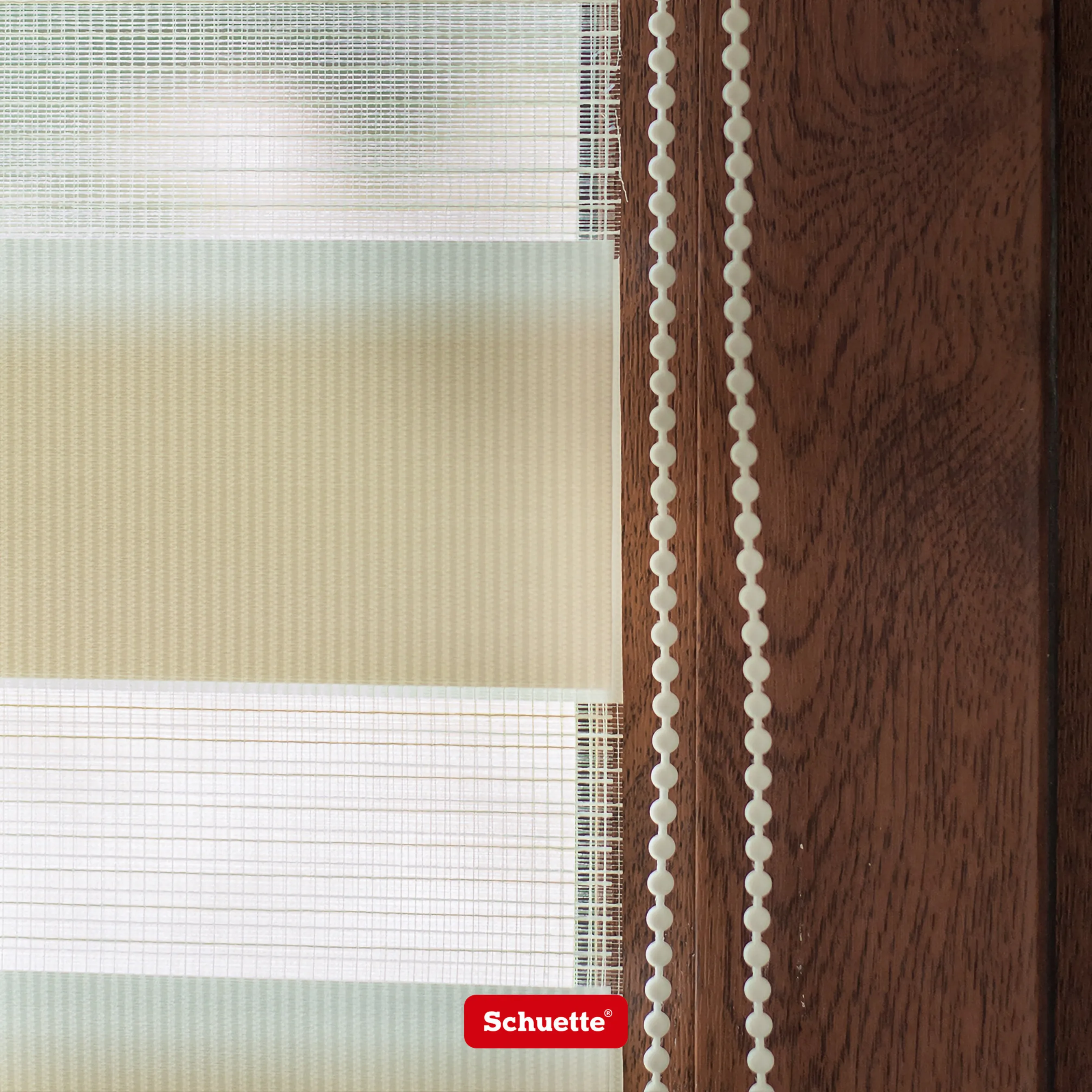 Schuette® Tag und Nacht Rollo ohne Bohren & mit Bohren 2in1 nach Maß • Doppelrollo Kollektion: Light Apricot (Beige) • Profilfarbe: Weiß