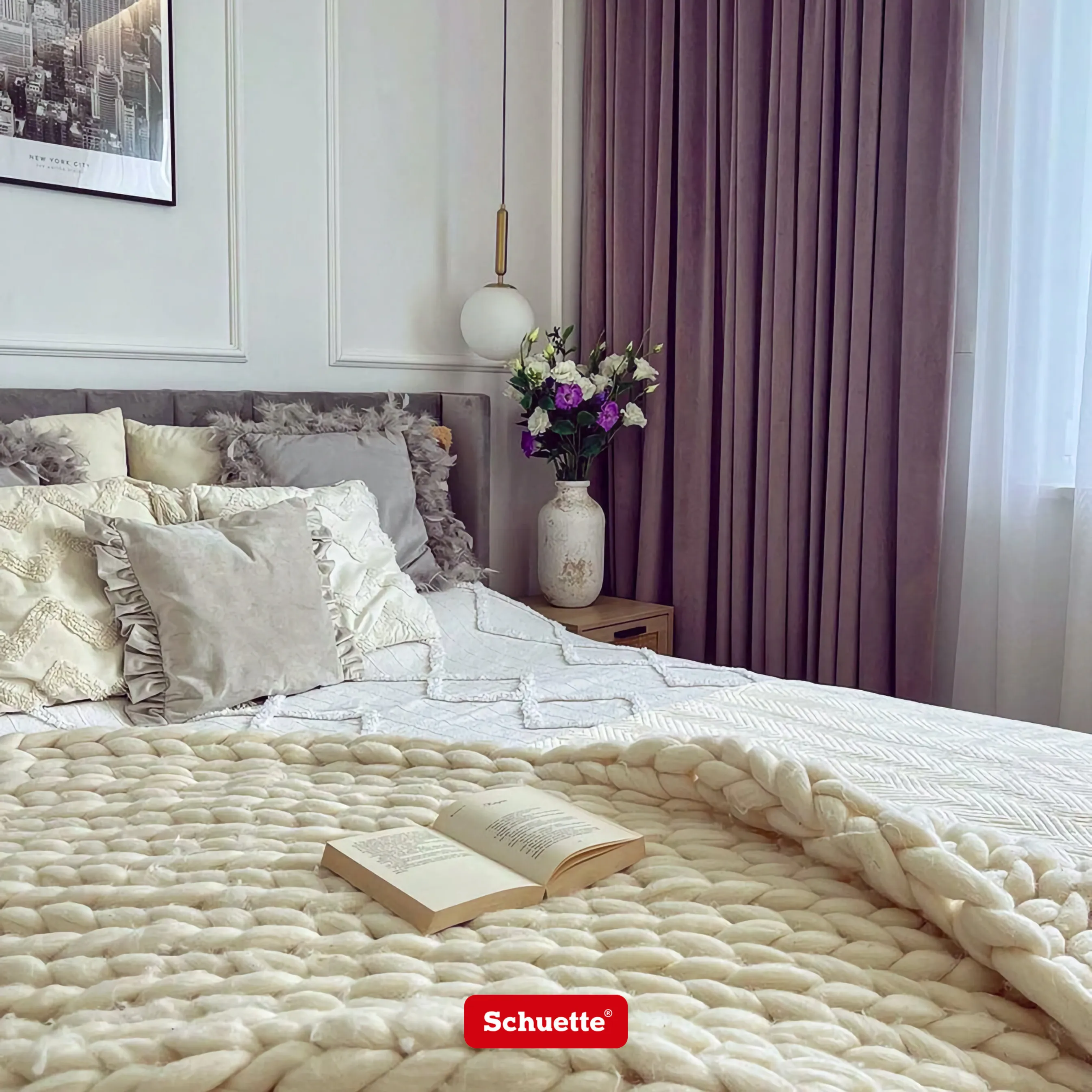 Schuette® Verdunkelungs-Vorhang Gardine mit Tunnelband nach Maß ● Millenium Velvet Kollektion: Olives Garden (Grün) ● 1 Stück ● Knitterfrei Pflegeleicht Thermo Blickdicht & stark Abdunkelnd